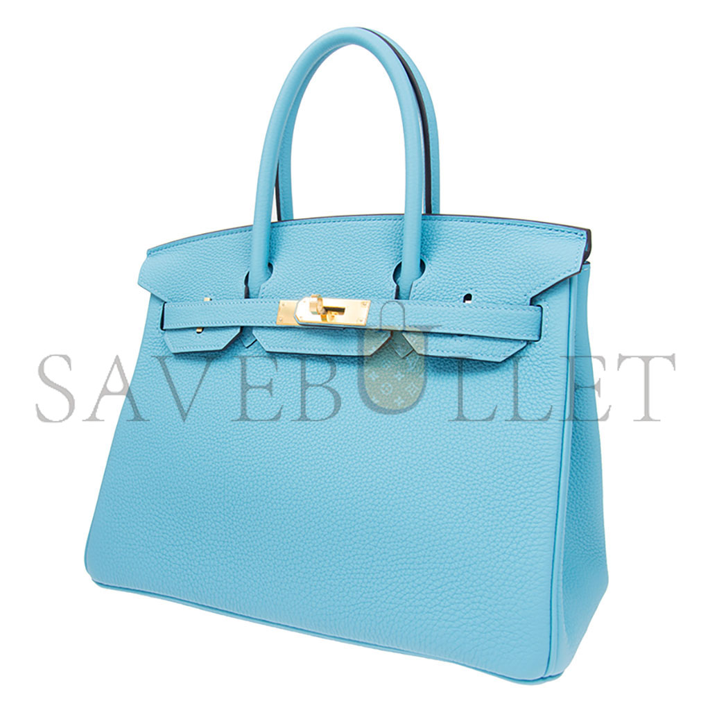 H**mes birkin 25 epsom leather candy blue gold buckle bag h028369cc7n (25*20*13cm)